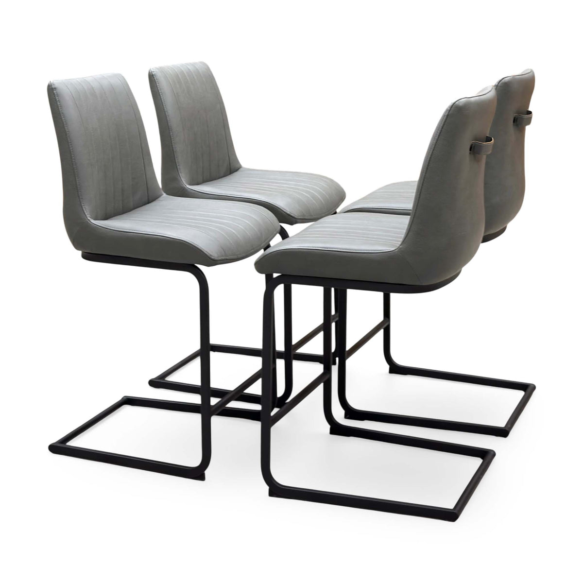 Bodahl 'Terra' Anthracite Grey Faux Leather Set of 4 Cantilever Bar Stools