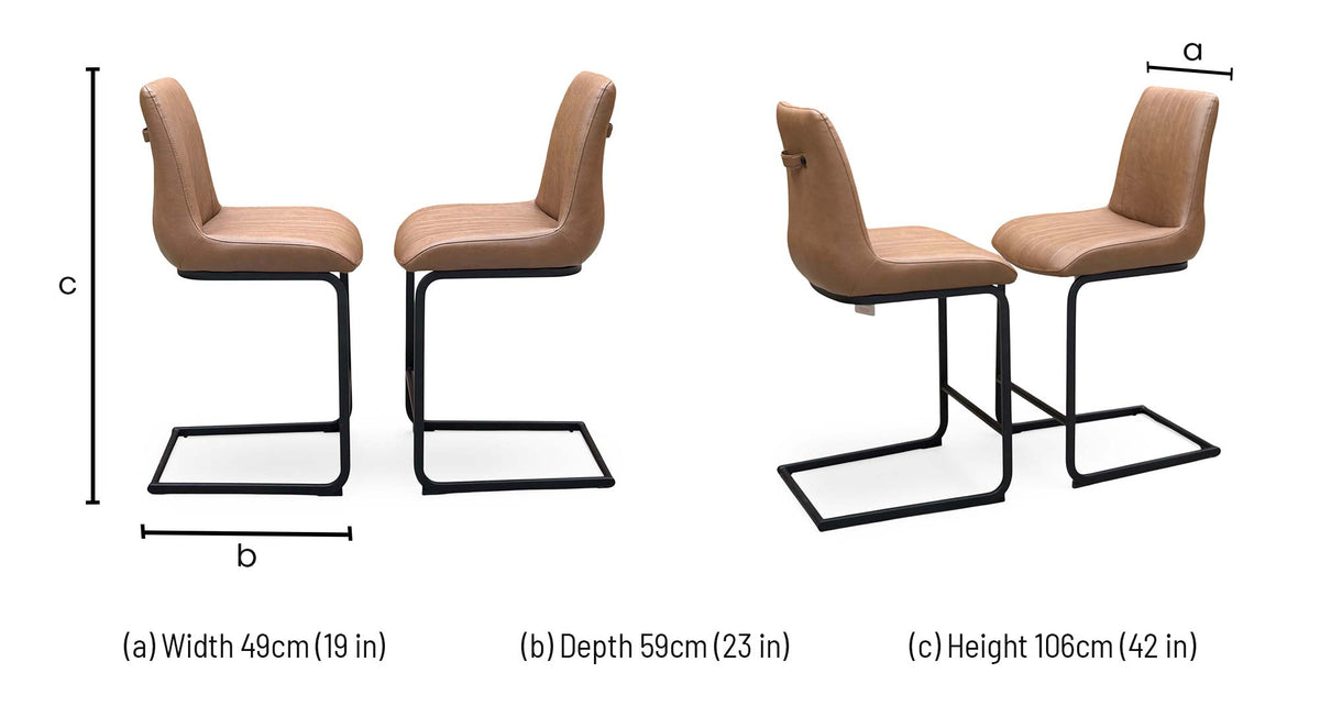 Bodahl 'Terra' Cognac Brown Faux Leather Pair of Cantilever Bar Stools