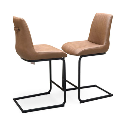 Bodahl 'Terra' Cognac Brown Faux Leather Pair of Cantilever Bar Stools