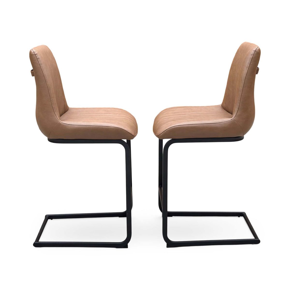Bodahl 'Terra' Cognac Brown Faux Leather Pair of Cantilever Bar Stools