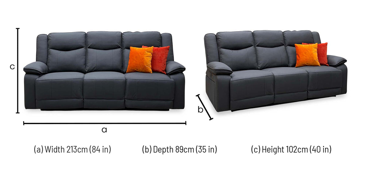 'Milan' Mocha Grey Microfibre Fabric 3 Seater Manual Recliner Sofa with Drop Down Cup Holders and Wireless Charger