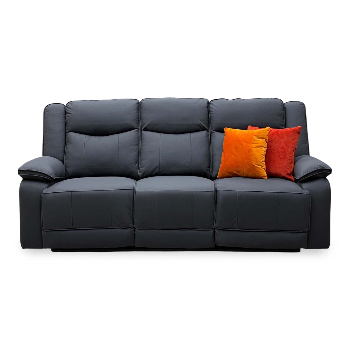 'Milan' Mocha Grey Microfibre Fabric 3 Seater Manual Recliner Sofa with Drop Down Cup Holders and Wireless Charger