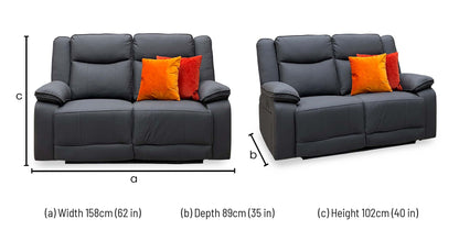 'Milan' Mocha Grey Microfibre Fabric 2 Seater Manual Recliner Sofa