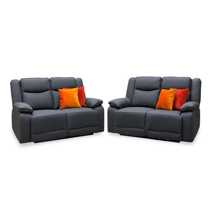 'Milan' Mocha Grey Microfibre Fabric 2 + 2 Seater Manual Recliner Sofa Set