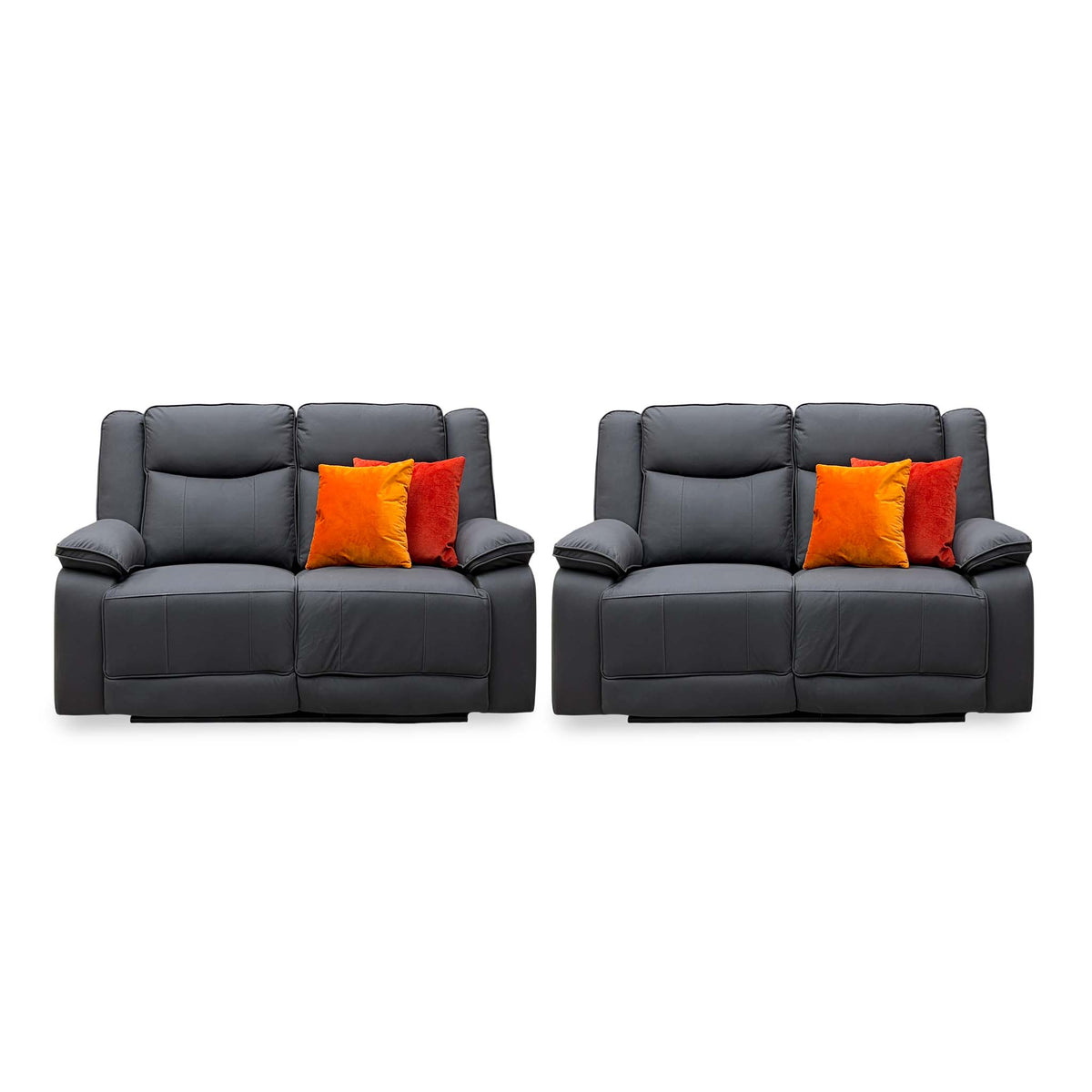'Milan' Mocha Grey Microfibre Fabric 2 + 2 Seater Manual Recliner Sofa Set