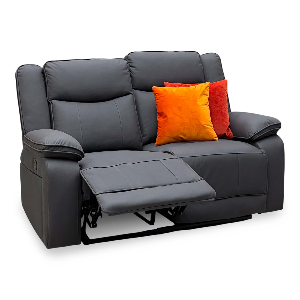 'Milan' Mocha Grey Microfibre Fabric 2 Seater Manual Recliner Sofa