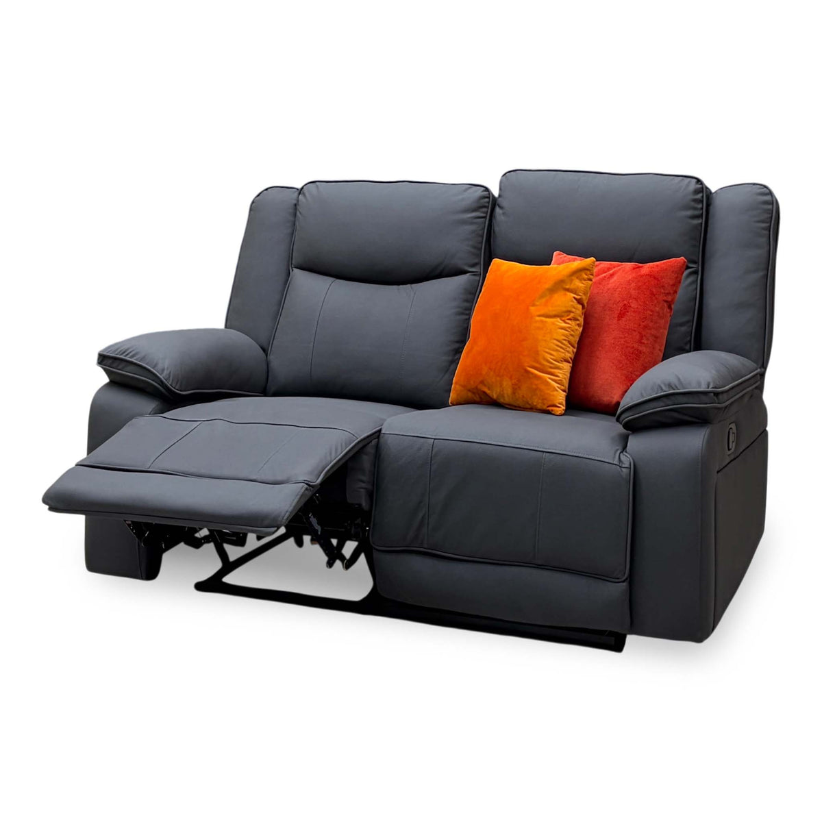 'Milan' Mocha Grey Microfibre Fabric 2 Seater Manual Recliner Sofa