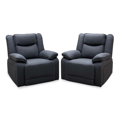 'Milan' Mocha Grey Microfibre Fabric Manual Recliner Chair Set of 2