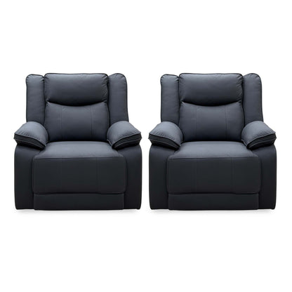 'Milan' Mocha Grey Microfibre Fabric Manual Recliner Chair Set of 2