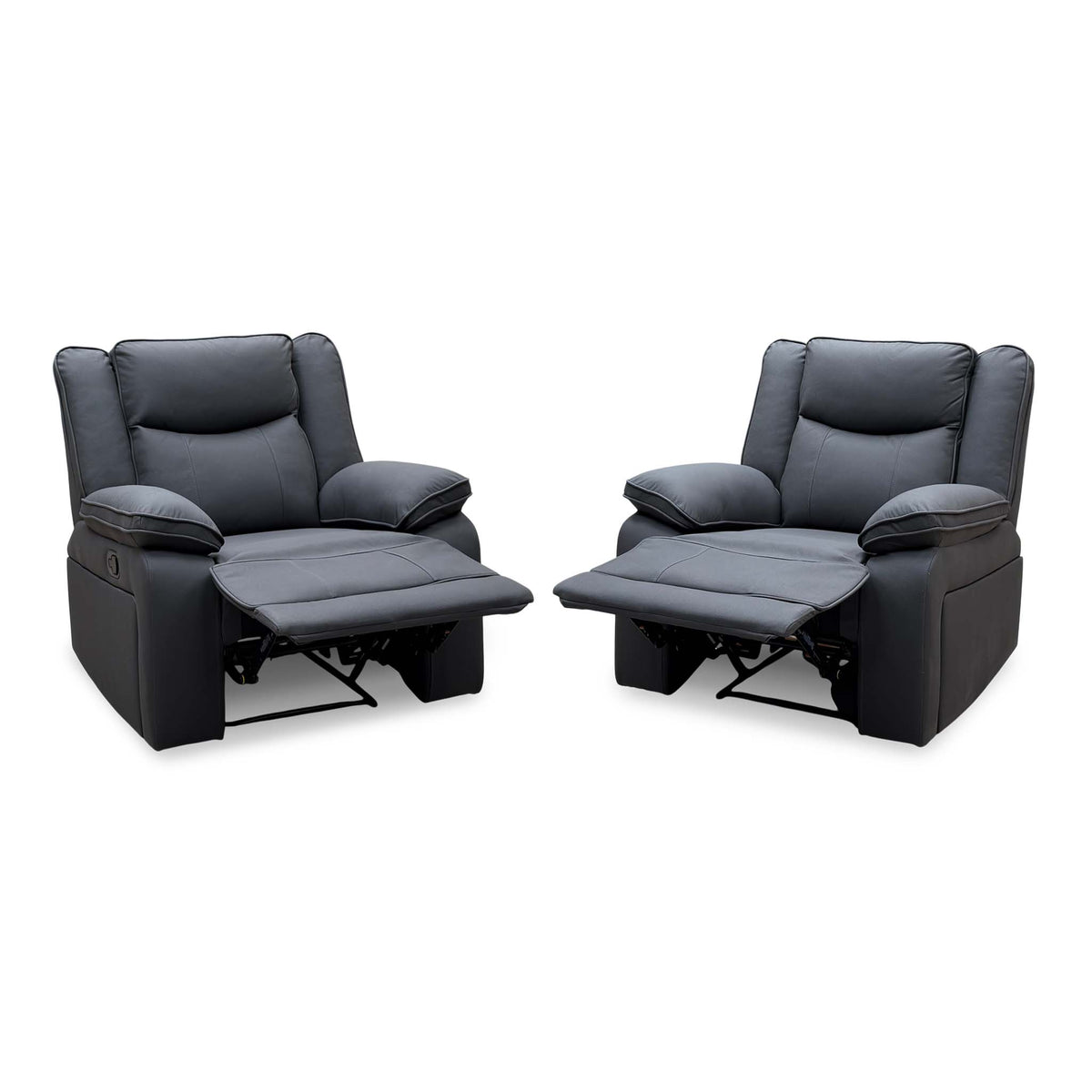 'Milan' Mocha Grey Microfibre Fabric Manual Recliner Chair Set of 2