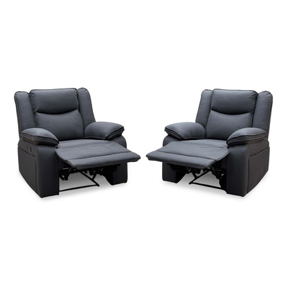 'Milan' Mocha Grey Microfibre Fabric Manual Recliner Chair Set of 2