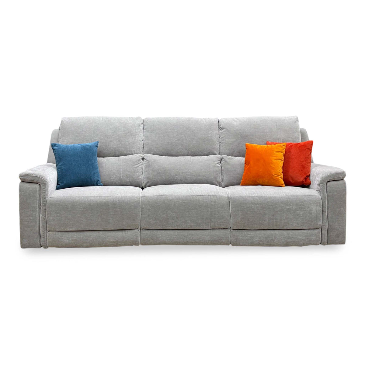 ‘Berlin’ Light Grey Linen Fabric Large 3 Seater Power Recliner Sofa