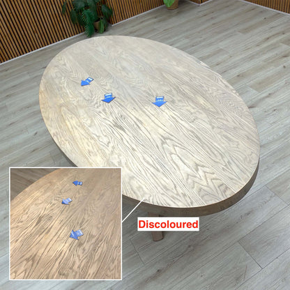 Falun dining table damage: discoloured area on the table top