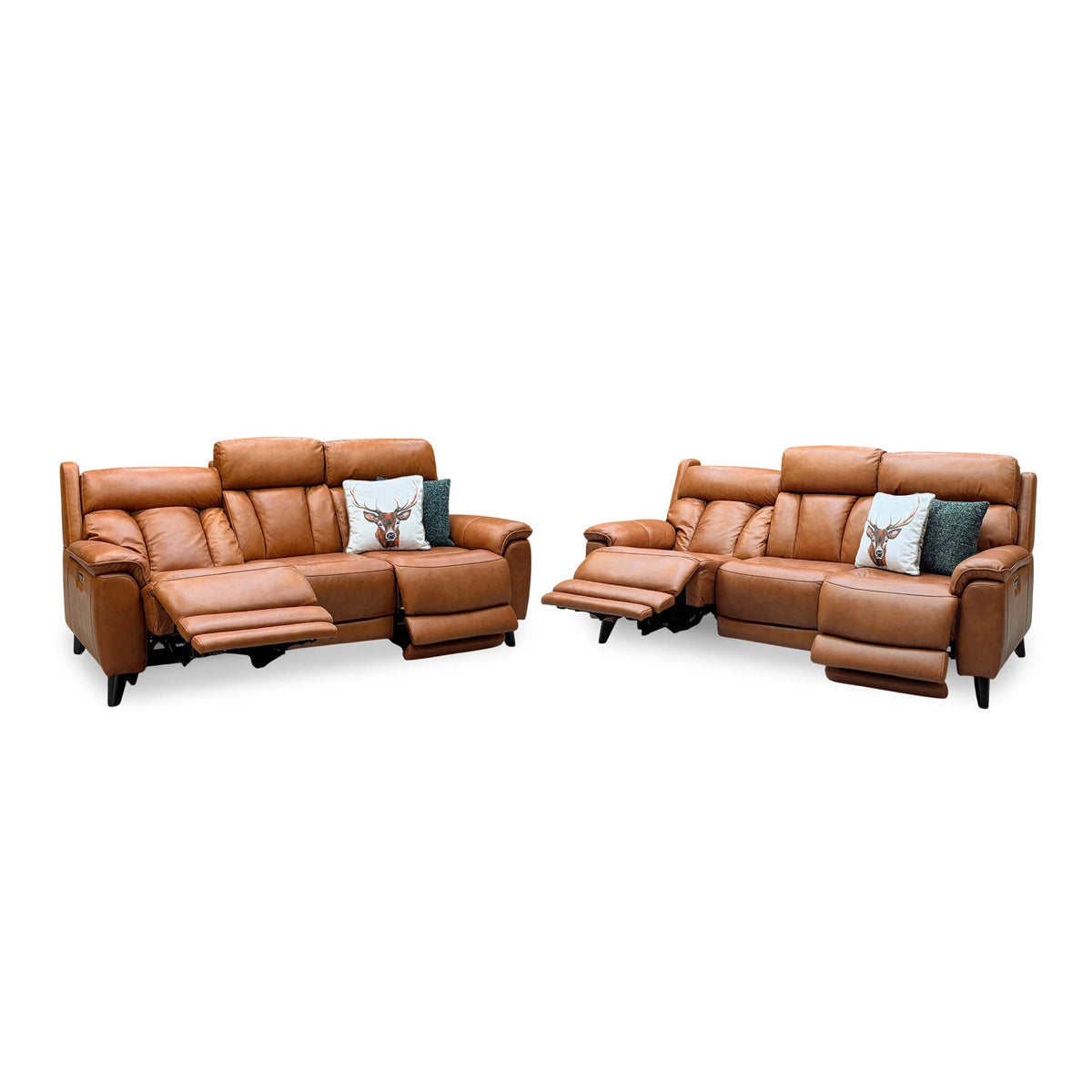 World of Leather 'Dreamer' Ca-698e Saddle Brown Leather 3 + 3 Seater Power Recliner Sofa Set with Power Headrests
