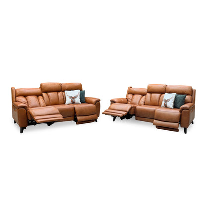 World of Leather 'Dreamer' Ca-698e Saddle Brown Leather 3 + 3 Seater Power Recliner Sofa Set with Power Headrests