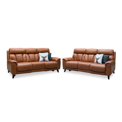 World of Leather 'Dreamer' Ca-698e Saddle Brown Leather 3 + 3 Seater Power Recliner Sofa Set with Power Headrests