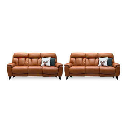 World of Leather 'Dreamer' Ca-698e Saddle Brown Leather 3 + 3 Seater Power Recliner Sofa Set with Power Headrests