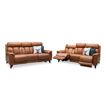 World of Leather 'Dreamer' Ca-698e Saddle Brown Leather 3 + 3 Seater Power Recliner Sofa Set with Power Headrests