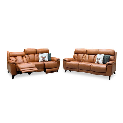 World of Leather 'Dreamer' Ca-698e Saddle Brown Leather 3 + 3 Seater Power Recliner Sofa Set with Power Headrests
