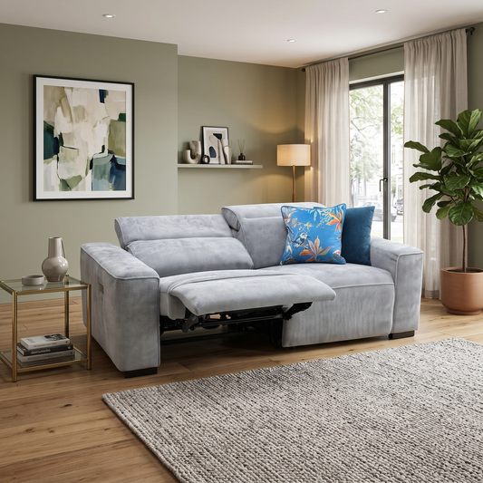 ‘Venosa’ Grey Fabric 3 Seater Power Recliner Sofa Very.com