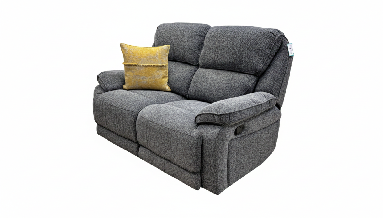 'Costa' Manual Recliner Charcoal Grey Weave Fabric 2 Seater Sofa