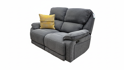 'Costa' Manual Recliner Charcoal Grey Weave Fabric 2 Seater Sofa
