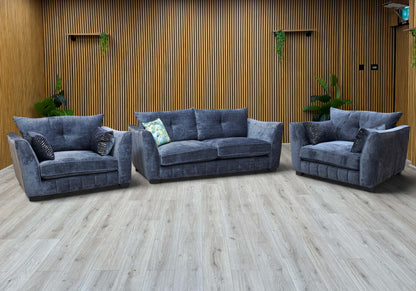 ‘Allure’ Coco Indigo Woven Fabric Set: 3 Seater Classic Back Sofa & 2 x Classic Back Snuggler Chairs Set - product photo 6