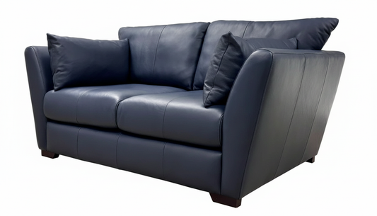 'Calista' Deep Spring Blue Leather 2 Seater Sofa