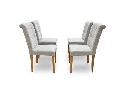 ‘Augusta’ Clay Fabric Roll Back Upholstered Dining Chairs - Set of 4