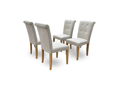 ‘Augusta’ Clay Fabric Roll Back Upholstered Dining Chairs - Set of 4