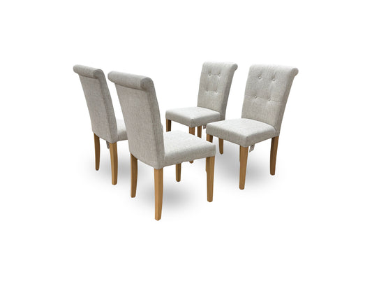 ‘Augusta’ Clay Fabric Roll Back Upholstered Dining Chairs - Set of 4
