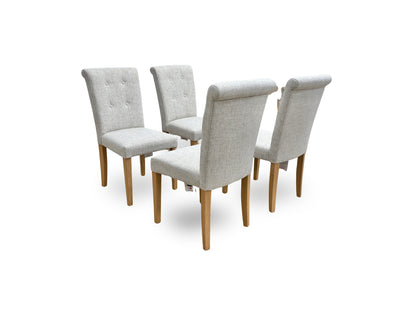 ‘Augusta’ Clay Fabric Roll Back Upholstered Dining Chairs - Set of 4