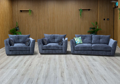 ‘Allure’ Coco Indigo Woven Fabric Set: 3 Seater Classic Back Sofa & 2 x Classic Back Snuggler Chairs Set - product photo 7