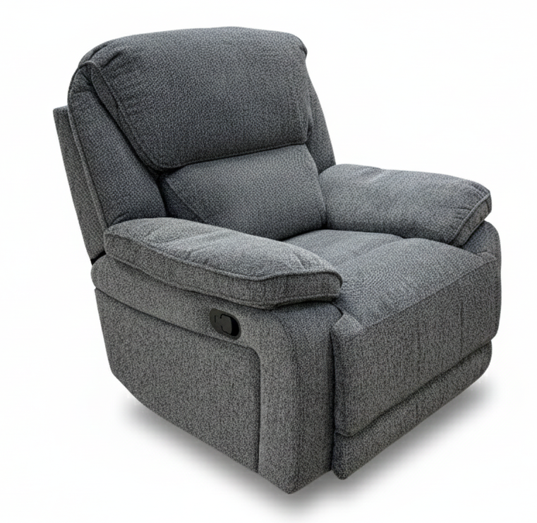 'Costa' Manual Recliner Charcoal Grey Weave Fabric Armchair