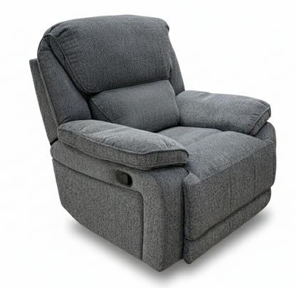 'Costa' Manual Recliner Charcoal Grey Weave Fabric Armchair