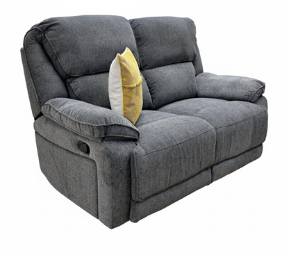 'Costa' Manual Recliner Charcoal Grey Weave Fabric 2 Seater Sofa
