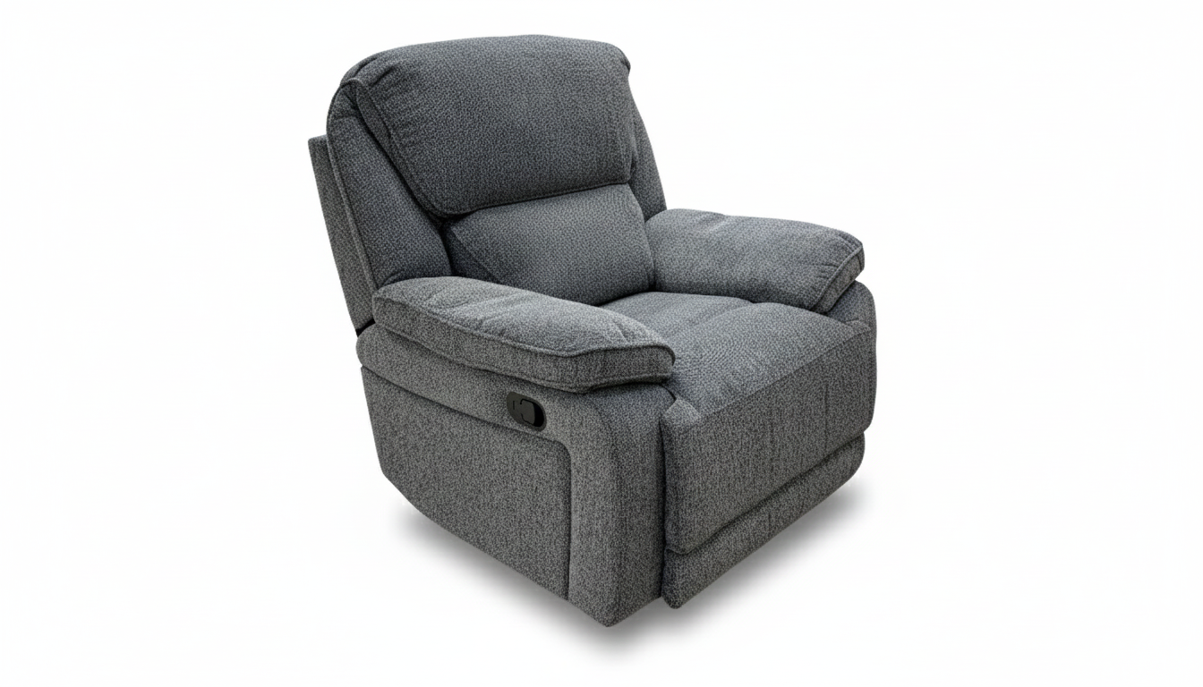 'Costa' Manual Recliner Charcoal Grey Weave Fabric Armchair