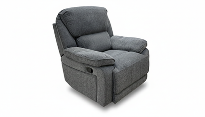 'Costa' Manual Recliner Charcoal Grey Weave Fabric Armchair