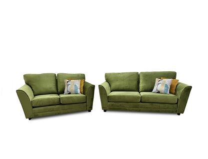 ‘Poppy’ Olive Velvet 3 Seater + 2 Seater Sofa Set