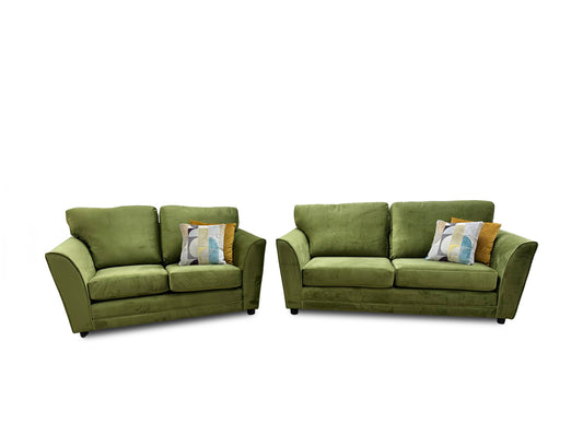 ‘Poppy’ Olive Velvet 3 Seater + 2 Seater Sofa Set