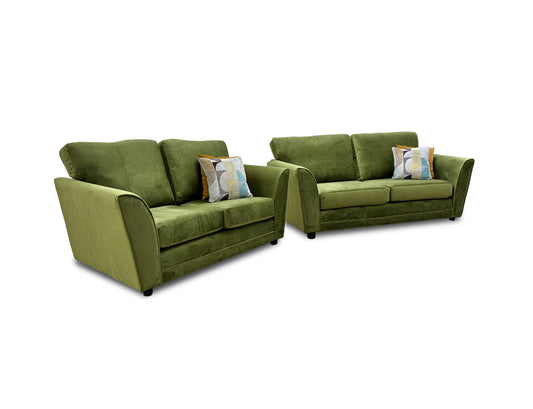 ‘Poppy’ Olive Velvet 3 Seater + 2 Seater Sofa Set