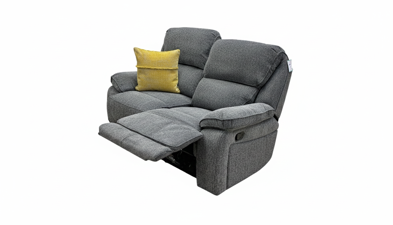 'Costa' Manual Recliner Charcoal Grey Weave Fabric 2 Seater Sofa