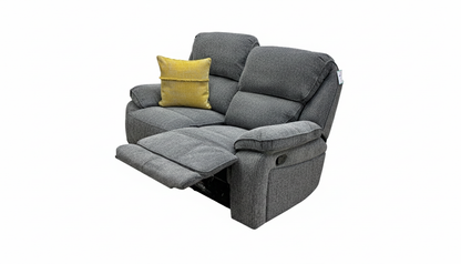 'Costa' Manual Recliner Charcoal Grey Weave Fabric 2 Seater Sofa