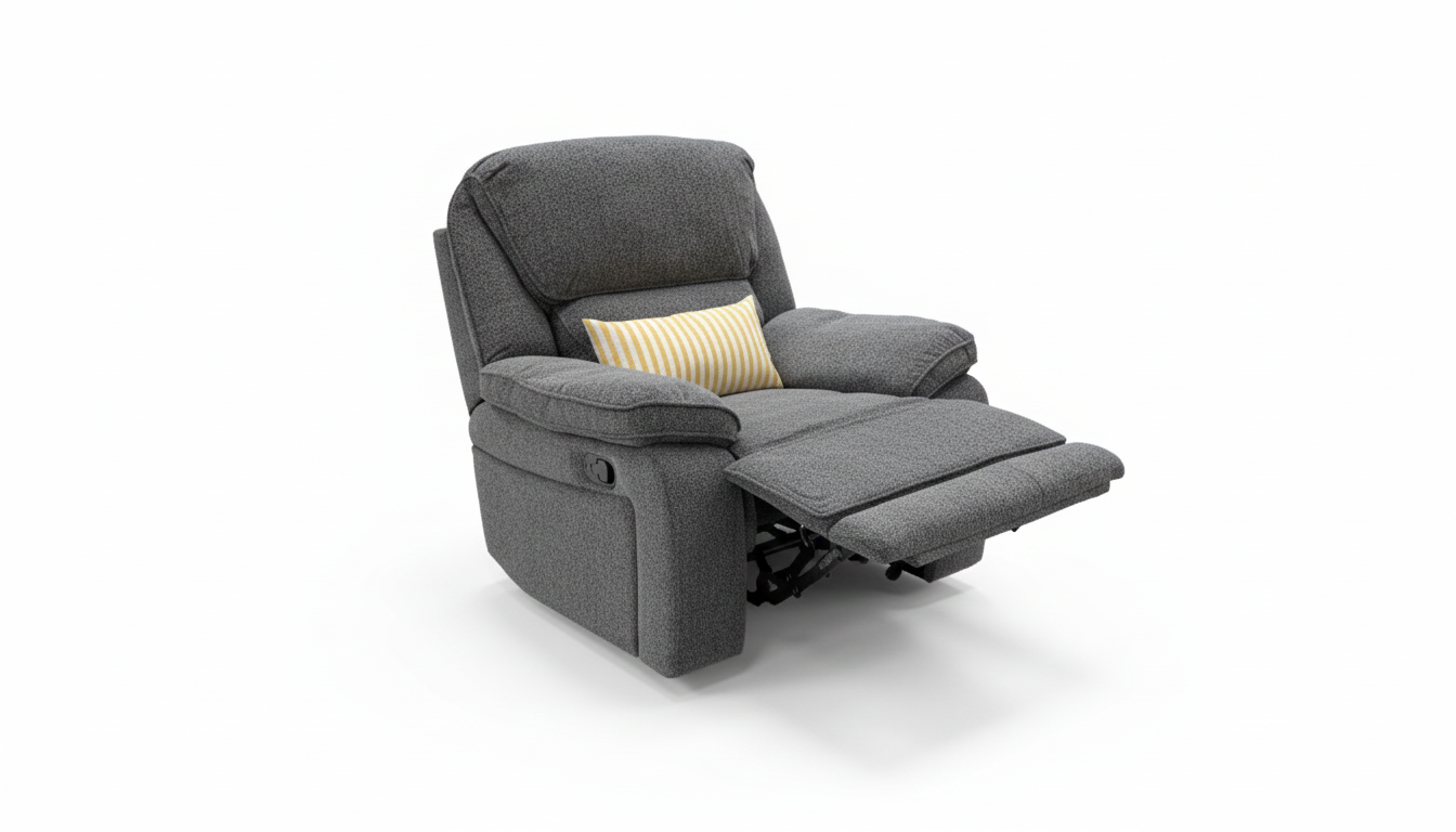 'Costa' Manual Recliner Charcoal Grey Weave Fabric Armchair