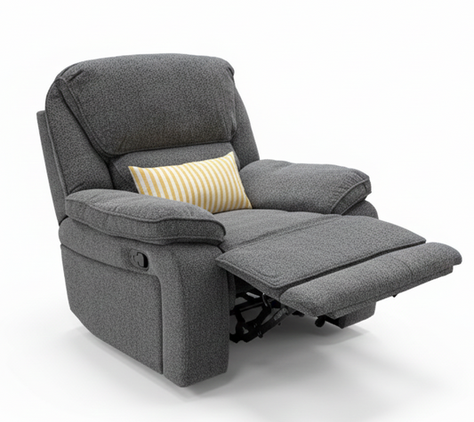 'Costa' Manual Recliner Charcoal Grey Weave Fabric Armchair