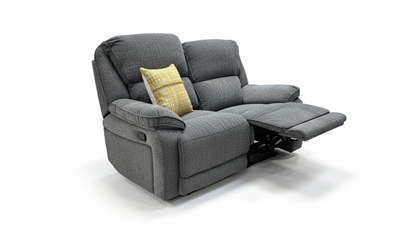 'Costa' Manual Recliner Charcoal Grey Weave Fabric 2 Seater Sofa