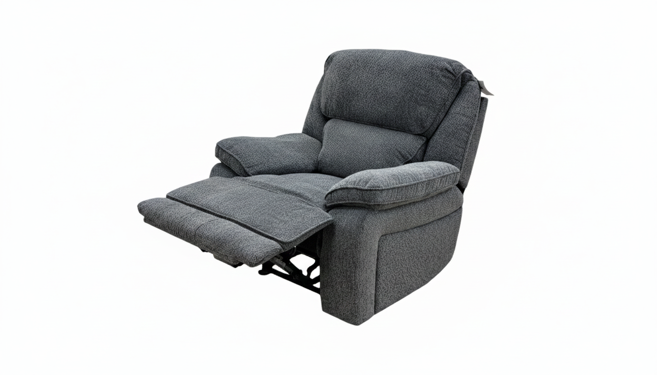 'Costa' Manual Recliner Charcoal Grey Weave Fabric Armchair