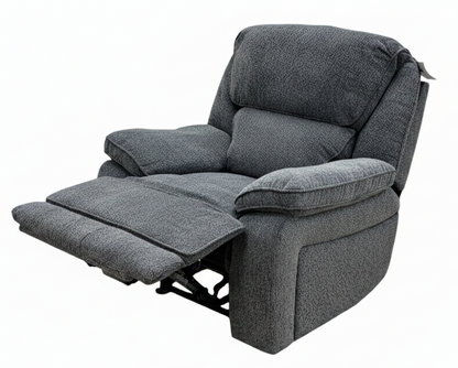 'Costa' Manual Recliner Charcoal Grey Weave Fabric Armchair