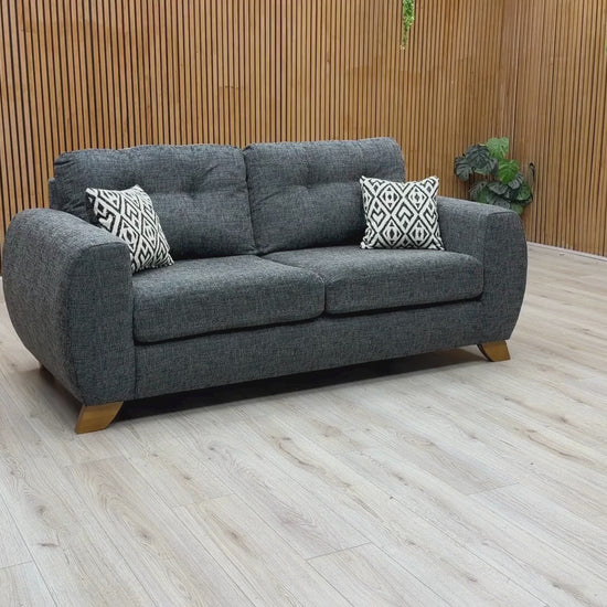 ‘Prent’ Charcoal Grey Fabric 3 Seater Sofa