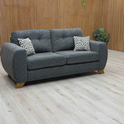 ‘Prent’ Charcoal Grey Fabric 3 Seater Sofa